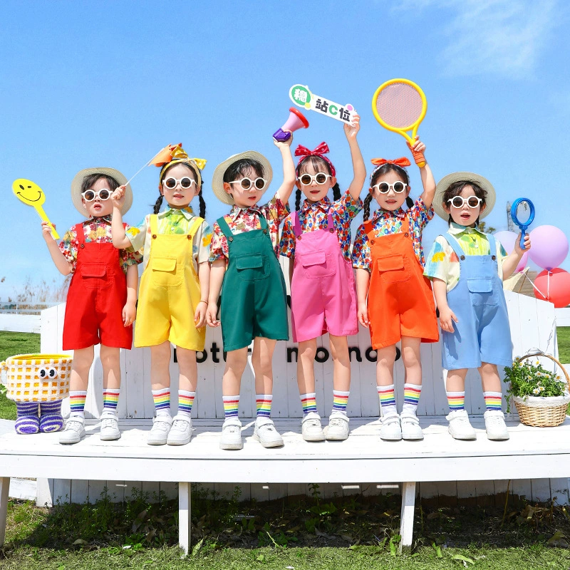 Детская одежда для выступления ко Дню защиты детей, спортивного сбора учащихся начальной школы, одежда для танцевальных выступлений черлидинга, форма для выпускного фото в детском саду.