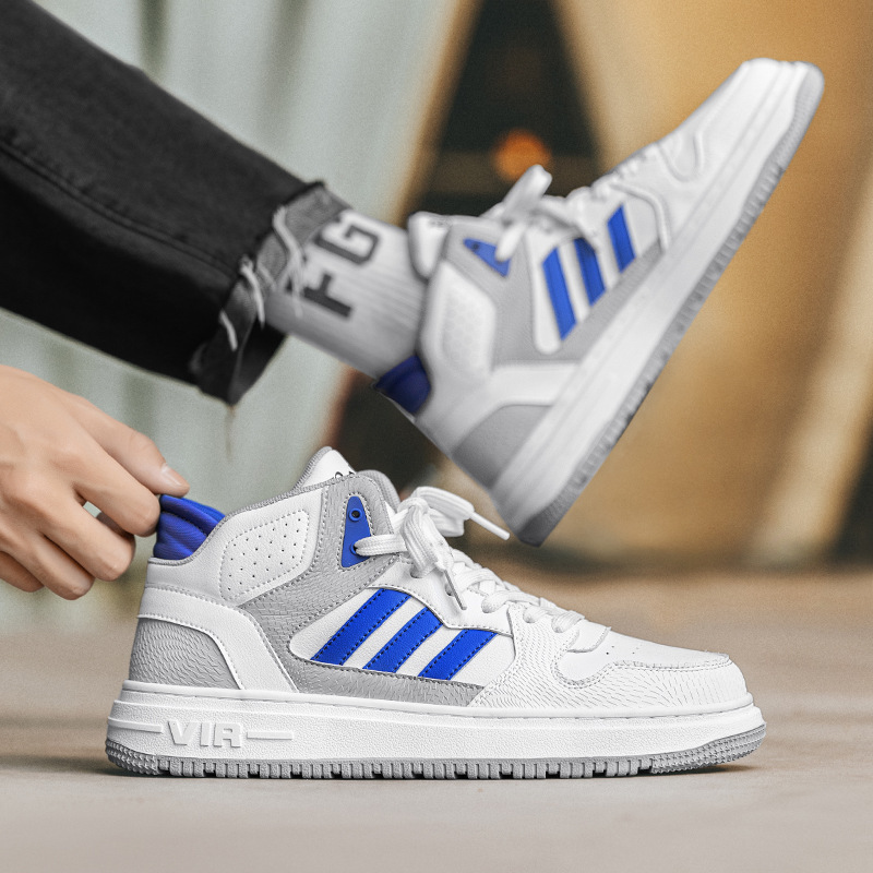 Men's Shoes Autumn and Winter New Air Force One High-Top Sneakers Youth Trendy Casual Mid-Top White Shoes Versatile Men's Trendy Shoes