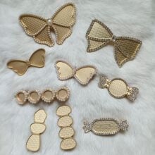 宋锦DIY饰品 新珍珠边蝴蝶结发夹弹簧夹底胚合金配件贴皮材料厂家