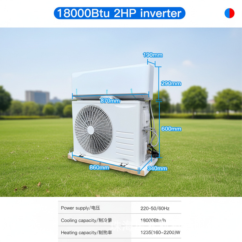 Split-Type Air Conditioner 9000Btu 12000Btu Wall-Mounted Air Conditioner for Cross-Border Trade, Cooling and Heating Air Conditioner 220V/110V
