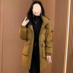 Down cotton jacket for women mid-length 2025 new thickened loose mother cotton jacket for winter slimming and fashionable warm cotton jacket
