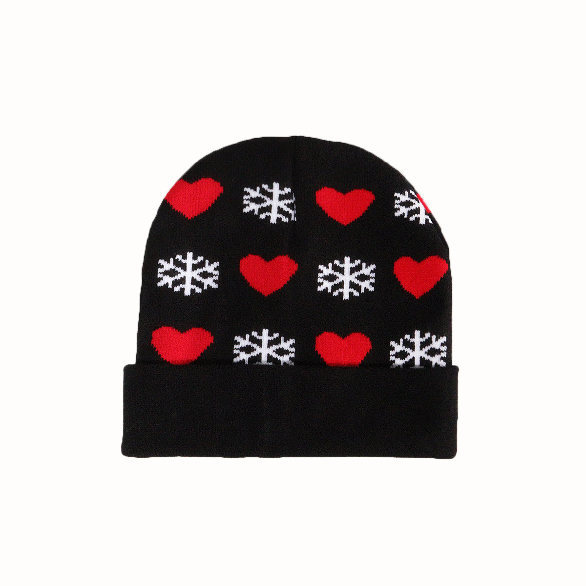 Unisex Jacquard hat Snowflake Love Christmas knitted hat Warm men's and women's knitted hat_voghion.com