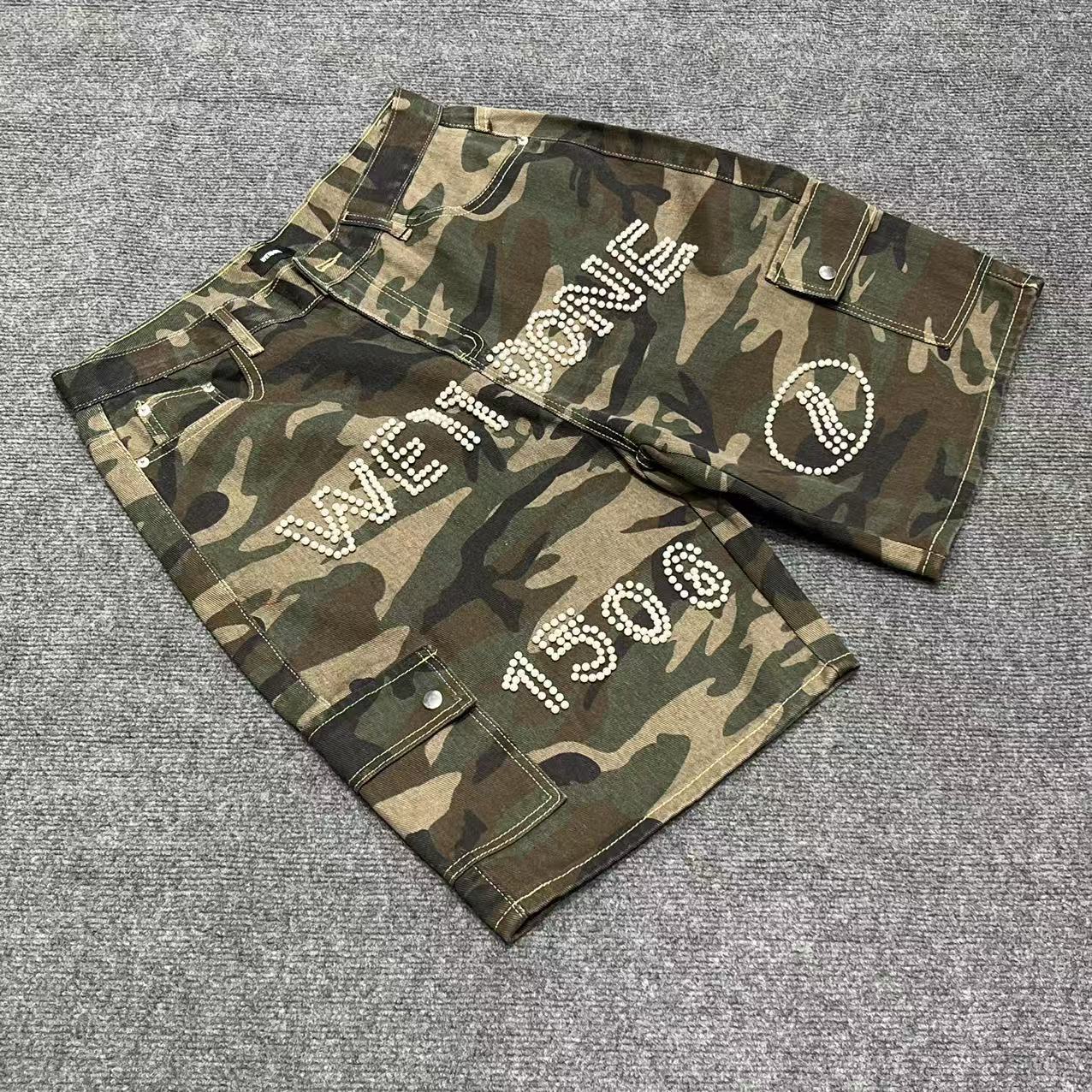 Marca de moda europea y americana transfronteriza Alcatraz Camiseta de manga corta con estampado de letras reflectantes Traje de pantalones cortos casuales de calle para hombres y mujeres