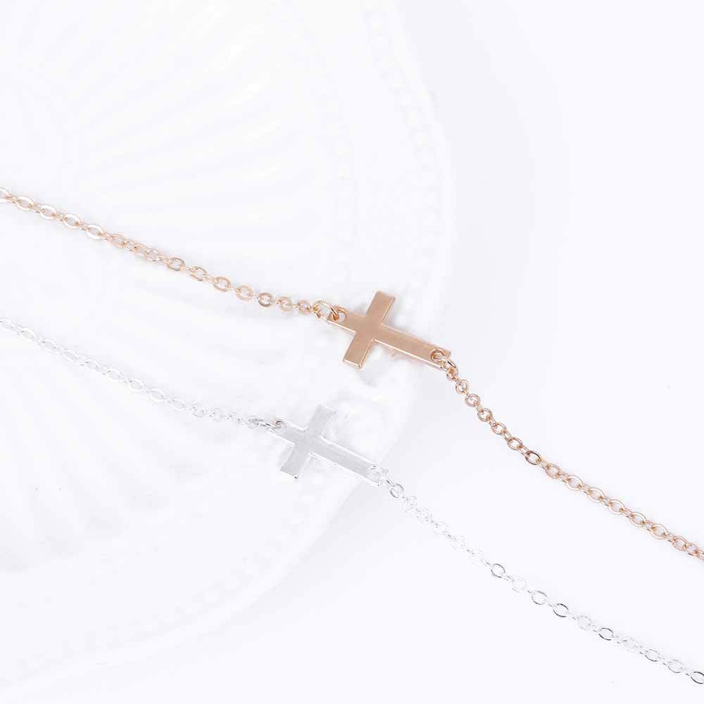 Bracciale con ciondolo a croce minimalista cavigliera donna lega_voghion.com
