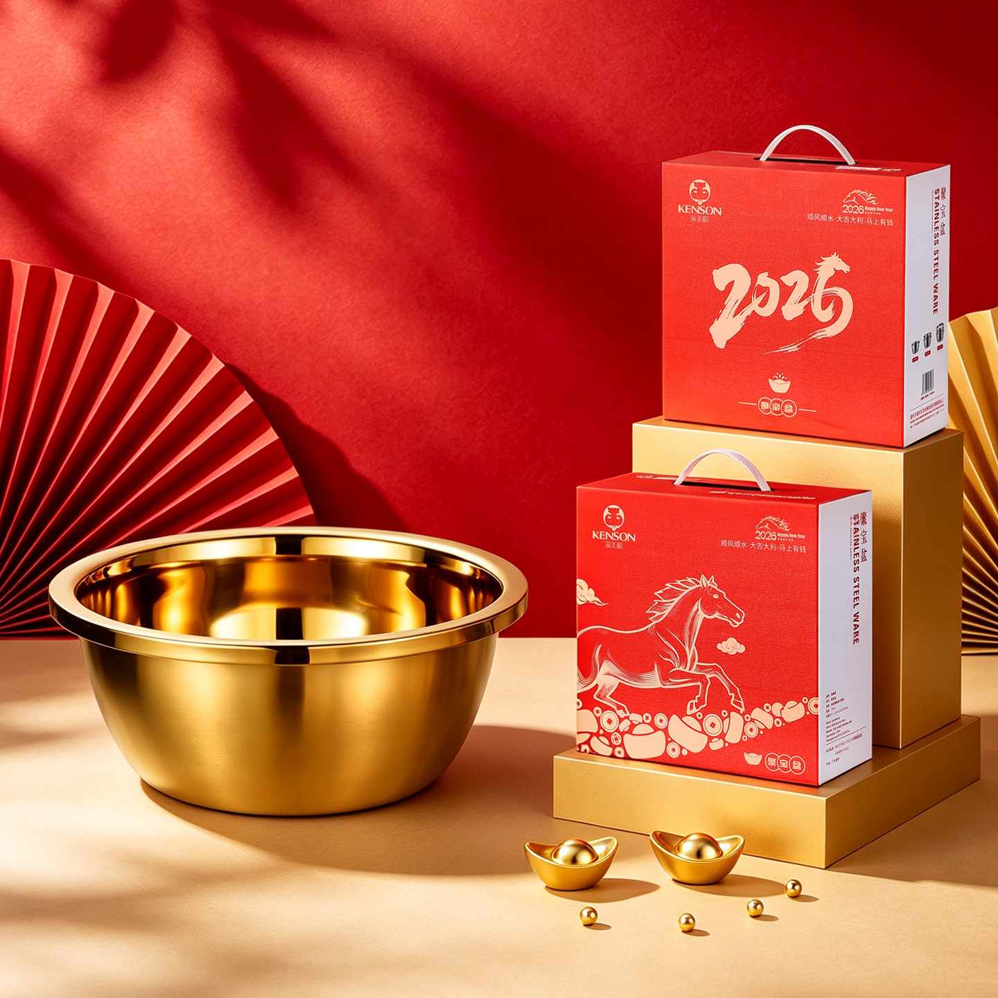 Cuenco de la Fortuna Dorada, cuenco de regalo de acero inoxidable, un símbolo de prosperidad, un regalo para bancos o joyerías.