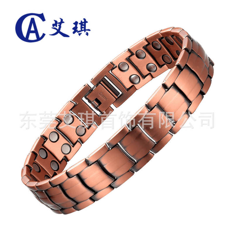 Red Copper Bracelet Amazon Explosive Spot Wholesale Retro European and American Magnetic Bracelet Bracelet Pure Copper Bracelet Men