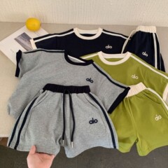 子供用ショーツセット夏の男の子と女の子の日本刺繍綿半袖ベビースポーツとレジャーの2点セット