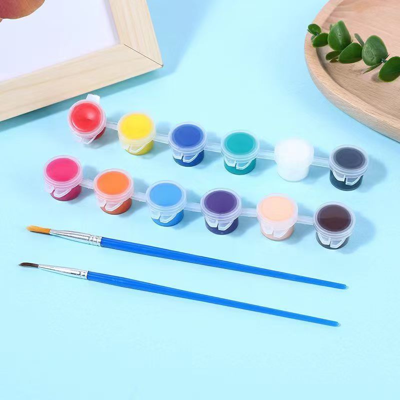 12 色アクリルペイントセット防水子供の diy アート絵画落書き石膏絵画手描き結合ペイントストリップ|undefined