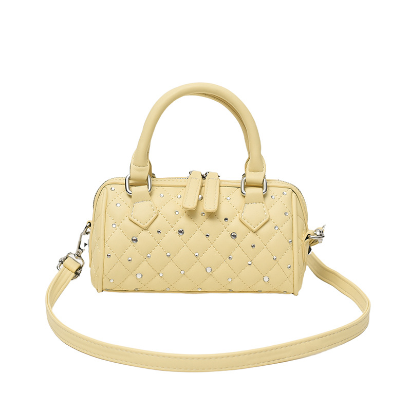 Bolsa cilíndrica coreana para mujeres 2026 nuevo diseño de moda con diamantes bolso portátil sensación cotidiana bolso de Boston