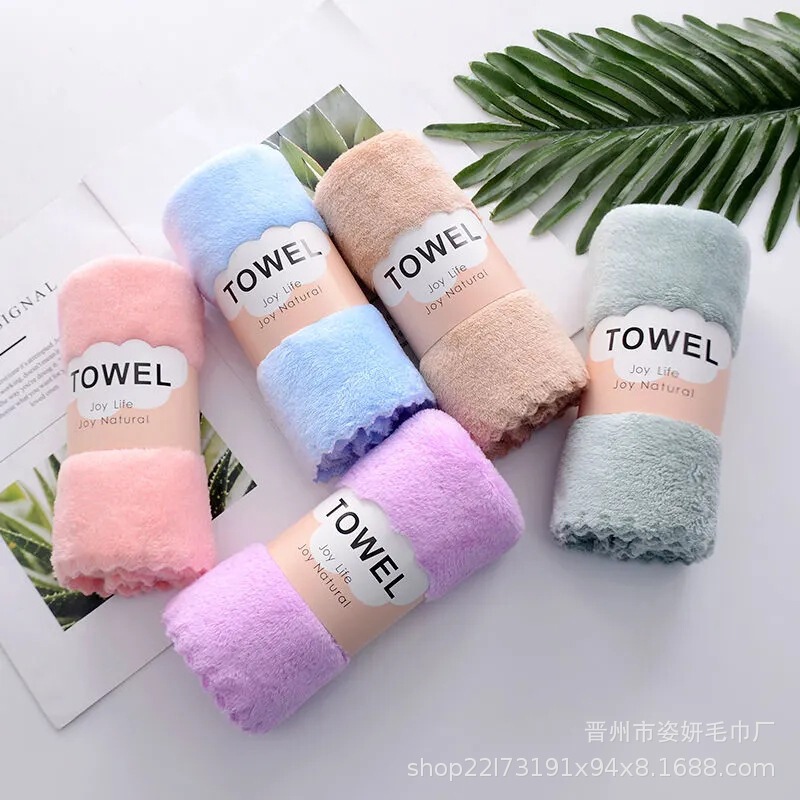 Plain Coral Velvet Towels Factory Wholesale Soft and Absorbent Household Towels That Are Not Easy to Shed Lint Pure Color Coral Velvet Towels