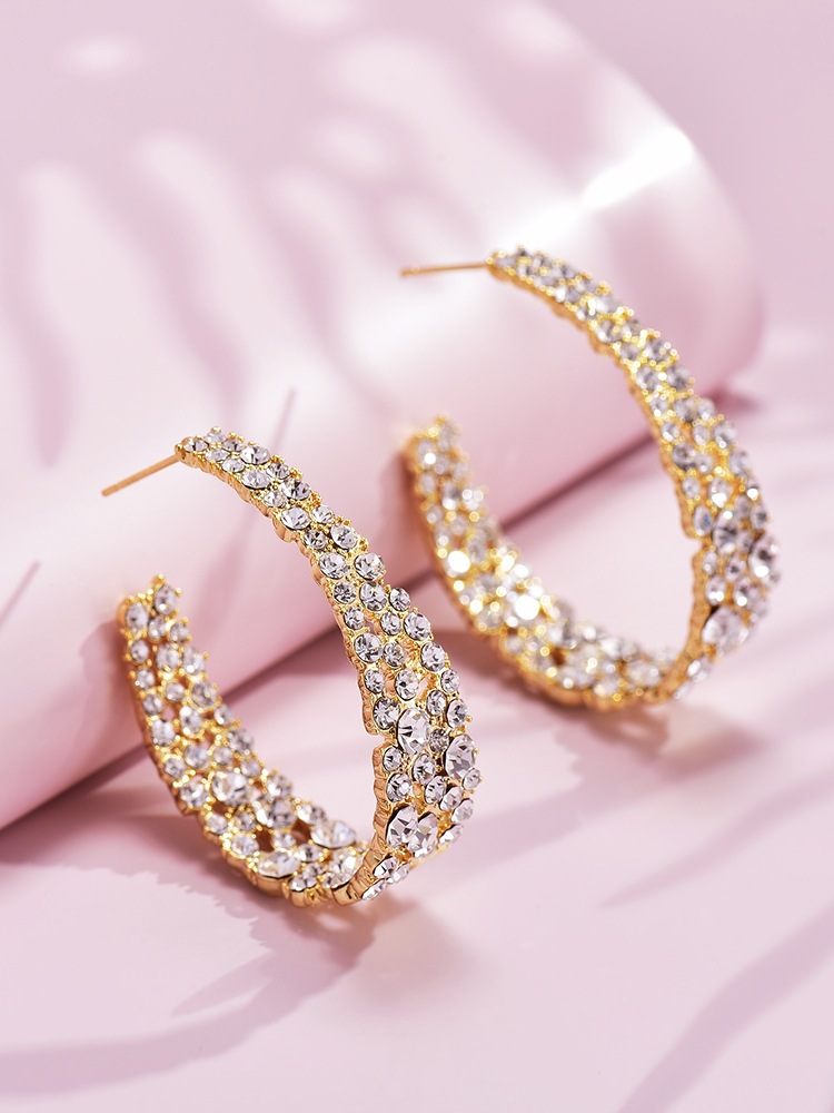 Fashion Exaggerated Arc Earrings Rhinestone Earrings display picture 4