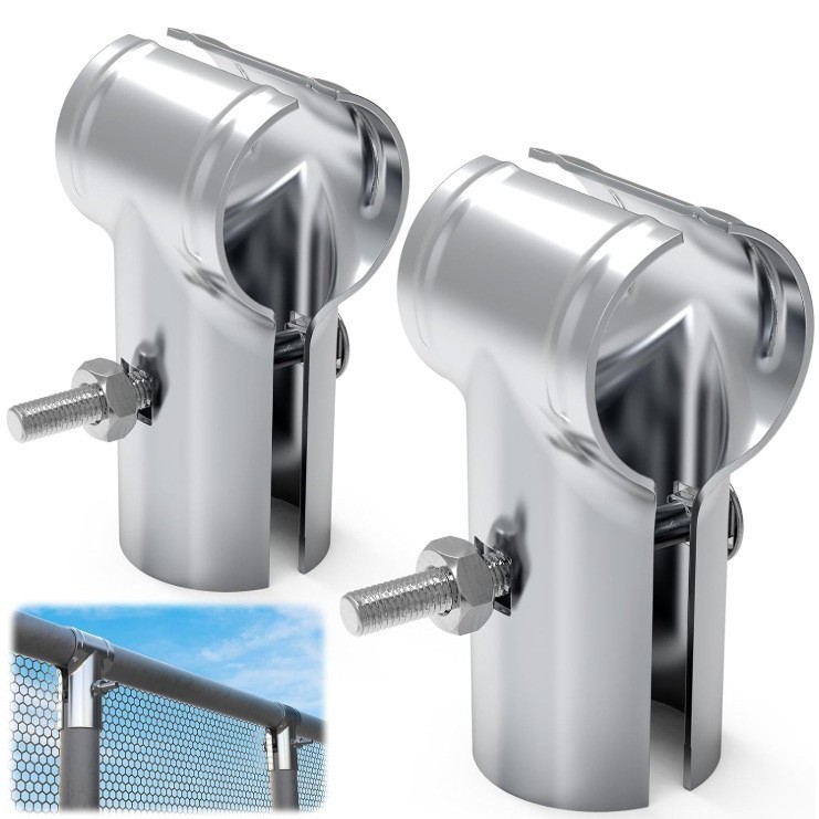 链环T型管夹热镀锌圆管连接件勾花栅栏配件给水管卡箍高锌层方管