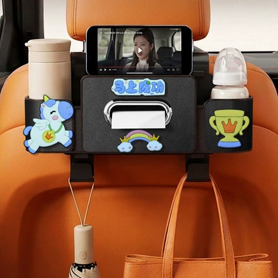 hook organizer, car seat back: Car cup holder/beverage holder - immediate-success-4-in-1-seat-storage-box-4th-generation-black