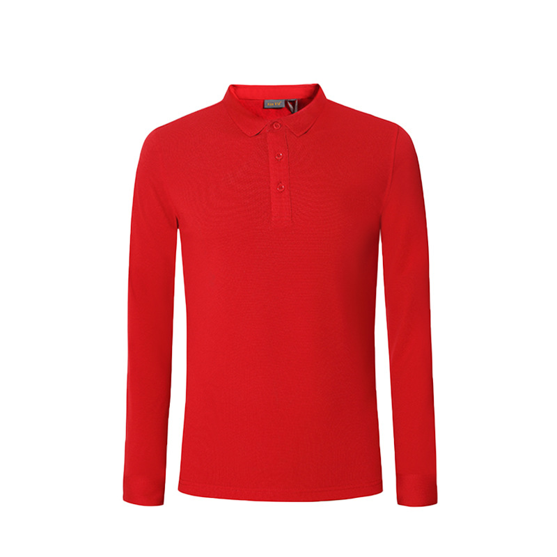 32 perlas de algodón peinado de alta gama para hombres mangas largas collar T-shirt de negocios polo ropa de trabajo personalizada al por mayor