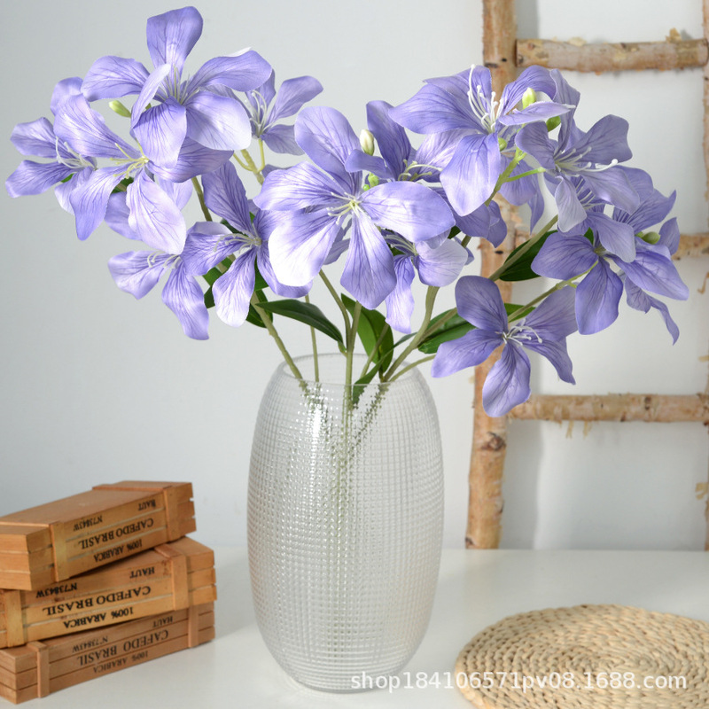 Simulation flower 3 head 7 head flame orchid 3D printing wedding home living room decoration artificial fake flower shooting props wholesale