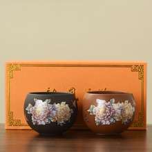 紫砂杯遇热水变色罗汉杯单个功夫品茗杯喝茶杯子活动店铺LOGO礼品