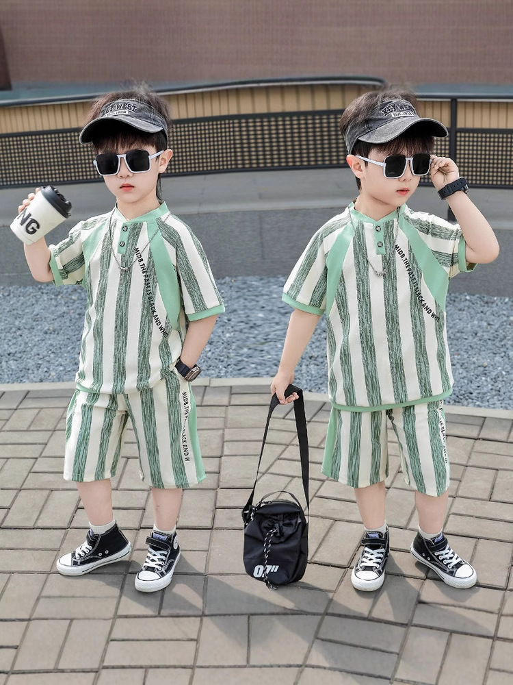 8075 traje de verano para niños 2025 nuevo traje de verano de manga corta de dos piezas para niños de moda moda ropa de verano para bebés image 6