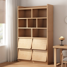 书架落地置物架带上翻门靠墙转角书柜多层置物柜客厅家用收纳柜子