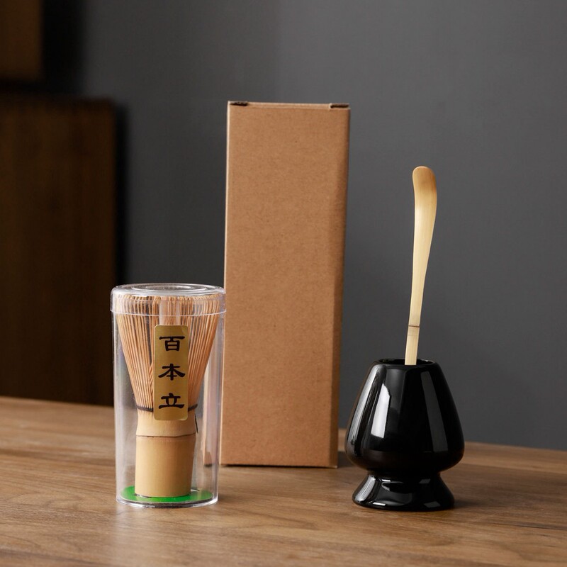 抹茶日式透明釉带嘴抹茶碗刷套装百本立宋代茶道茶刷茶碗茶勺茶筅|undefined