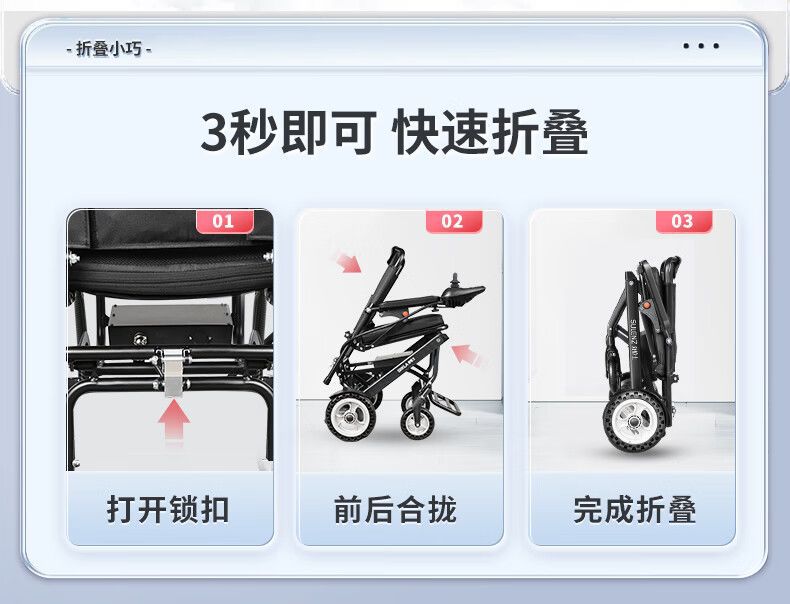 SIIKLA 9.8kg Ultralight Electric Wheelchair for Elderly Foldable Lightweight