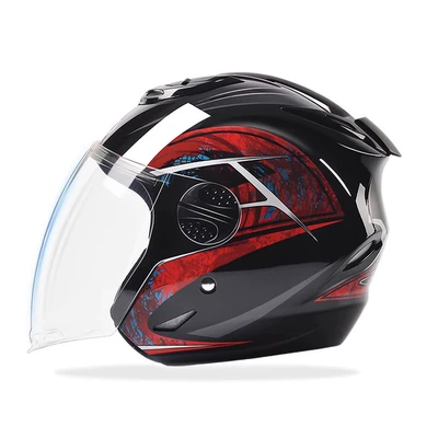 Motosiklet dəbilqələri | helmet four seasons universal - one-size-fits-all-thickened-black-and-red-wind-category-b-hd-anti-fog