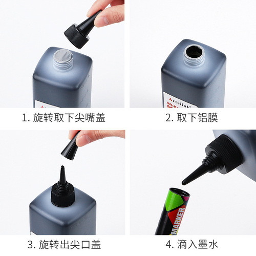 500ML whiteboard pen ink refill liquid water-based erasable large capacity red blue black green 4 colors environmentally friendly filling liquid wholesale