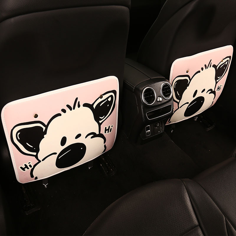 Big-Nosed Dog Car Anti-Kick Pad Universal Seat Back Car Interior Decoration Cute Car Rear Seat Back Anti-Dirty