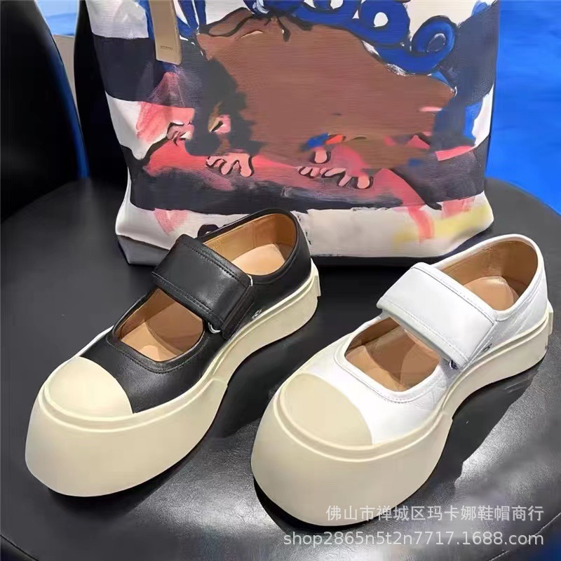 赵露思同款丑萌大头玛丽珍鞋女松糕厚底单鞋魔术贴法式复古小皮鞋