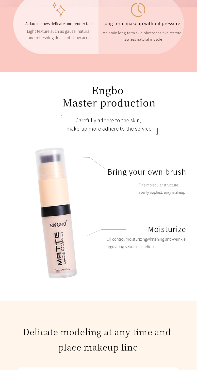 The new matte double-headed foundation is oil-control, brightening, concealing, long-lasting, breathable and comes with a brush undefined