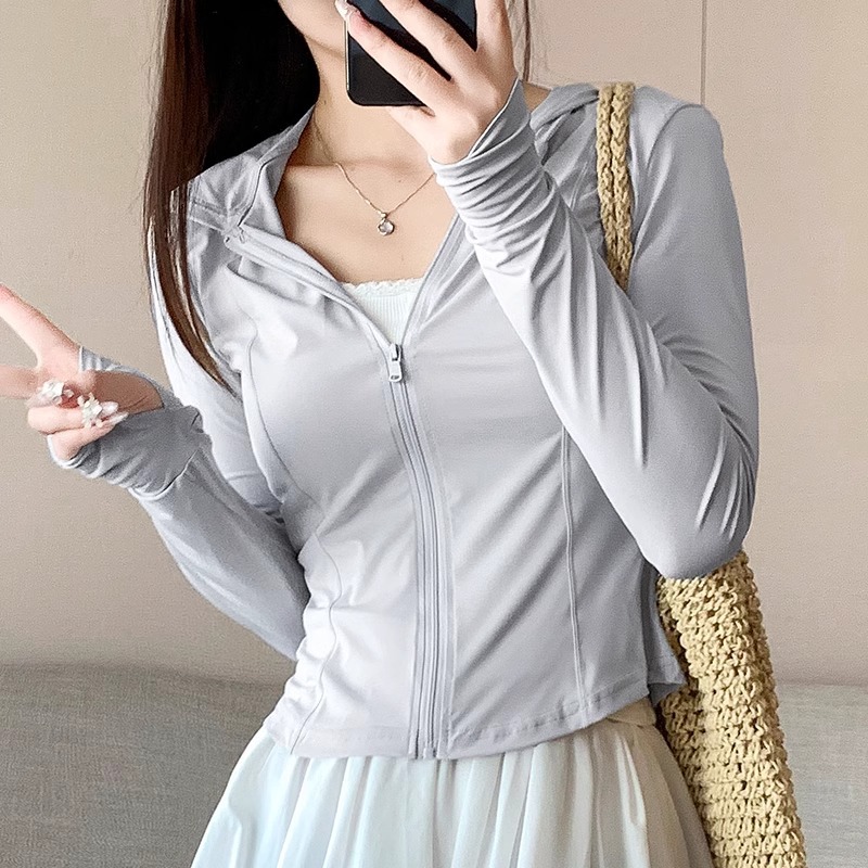 Ropa de Protección Solar Ajustada para Mujer, Estilo Verano 2026, Conjunto de Protección UV para Figuras Delgadas, Chaqueta de Seda Helada, Top para Senderismo