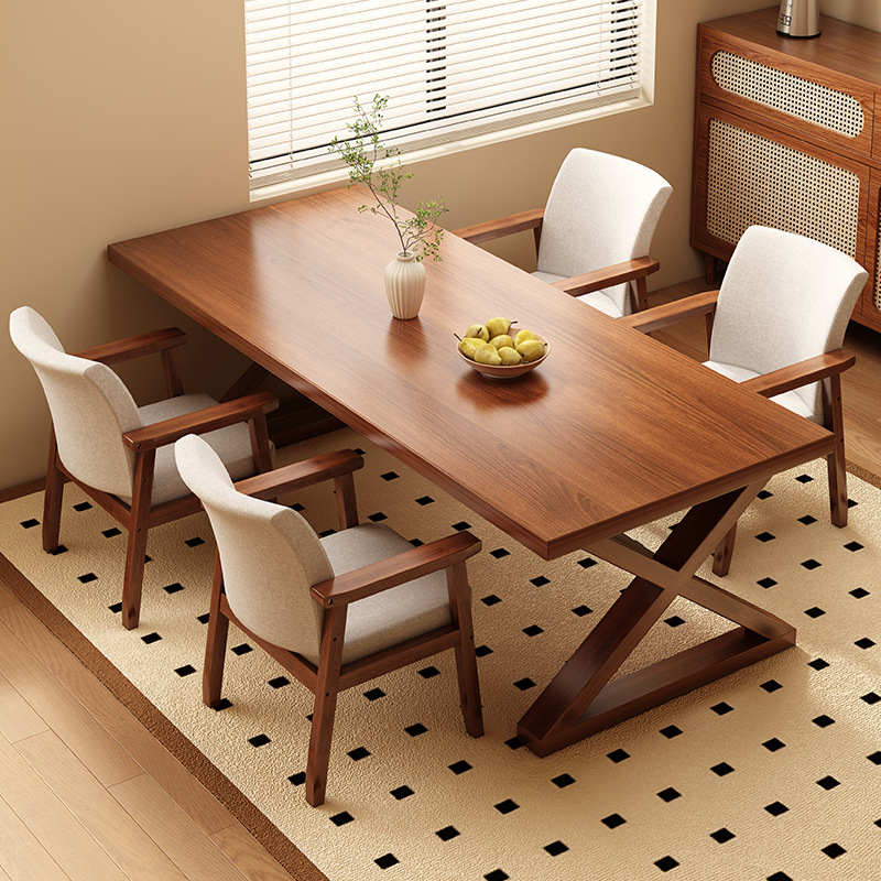 Mesa de comedor de madera sólida, mesa de madera de nuez, mesa de café, sala de estar, mesa de comedor de lujo, combinación de sillas