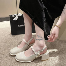 粗跟凉鞋甜美淑女小皮鞋2023年春夏季网红轻便方头玛丽珍软底单鞋