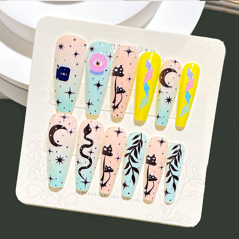 Nuevas uñas portátiles para adultos, uñas en relieve estéreo, parches de manicura, uñas postizas, uñas terminadas, uñas largas de ballet