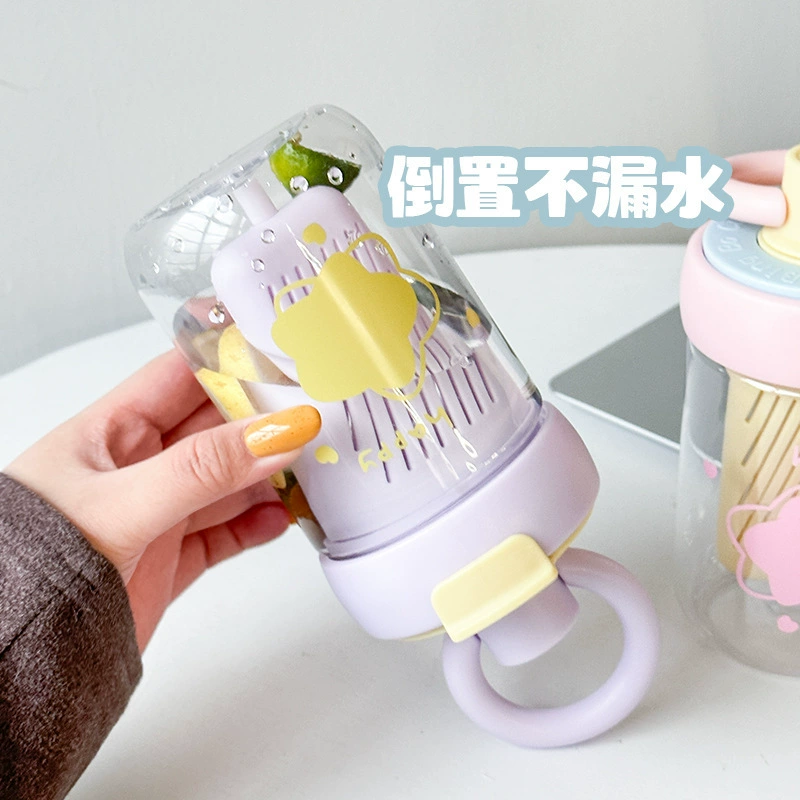 Capacious high quality plastic tea cup with glass, handheld glass
