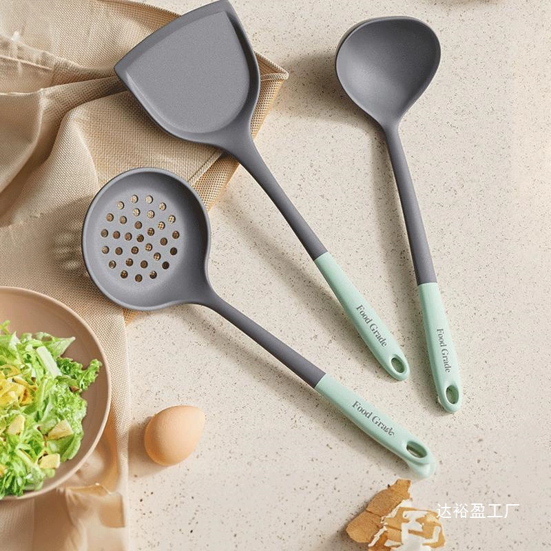Пищевая бытовая лопатка, ложка для супа, дуршлаг, сковорода с антипригарным покрытием, силиконовая лопатка, набор кухонной посуды, устойчивый к высоким температурам, оптовая продажа