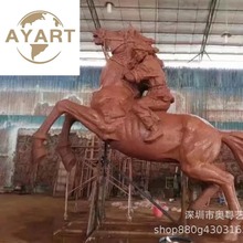 仿真玻璃钢泥雕商业街广场仿铜马雕塑装饰公园草坪摆件品景观装置