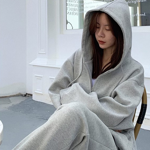 Relaxed Hooded Sweatshirt Sweatshirt Women's Autumn/Winter 2024 New Thick Jimo Sweatshirt Casual Leisure Style Outerwear