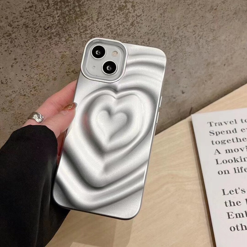 純色の立体愛はiphone15アップル16promax携帯ケースの新型14カップル13ソフトケースの女性を適用します。|undefined
