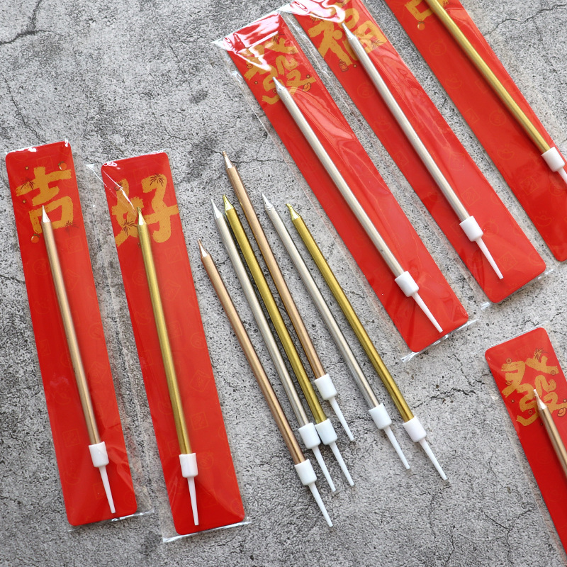 Birthday candle red card long rod golden pencil wax party cake…