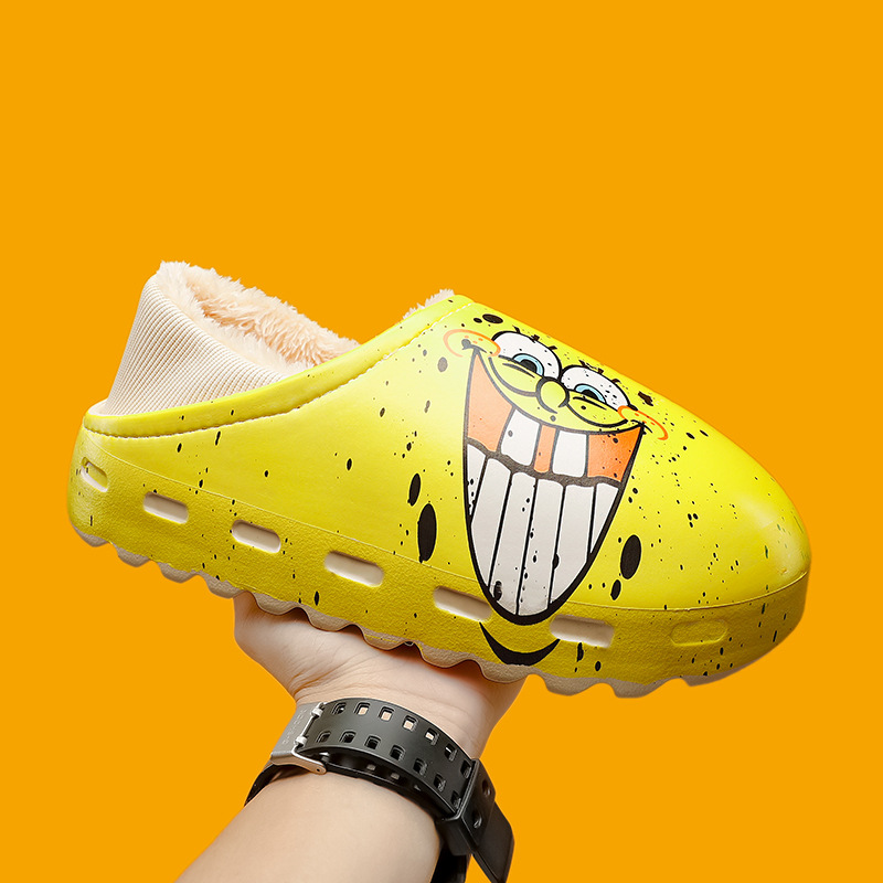 跨境棉拖鞋2025冬季新款卡通子弹头韩版厚底居家保暖鞋全包男棉鞋