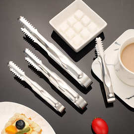 加厚不锈钢冰夹指印冰块夹子厨房家用食品夹面包夹烧烤夹糖块夹子