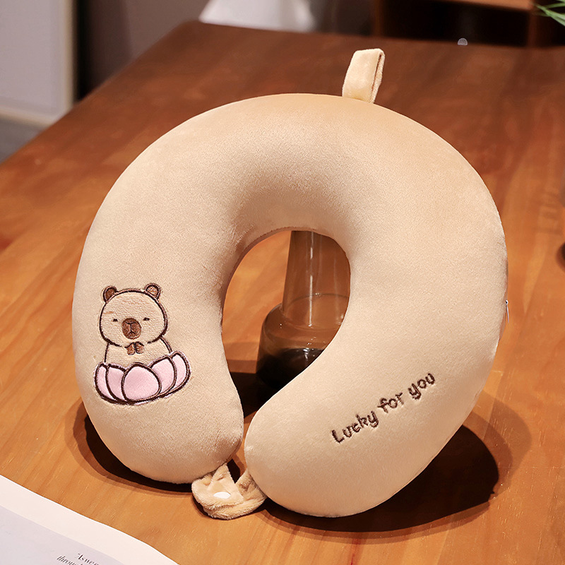 Lindo creativo Capibara siesta almohada cuello en forma de U almohada para estudiantes de oficina siesta almohada regalo de cumpleaños