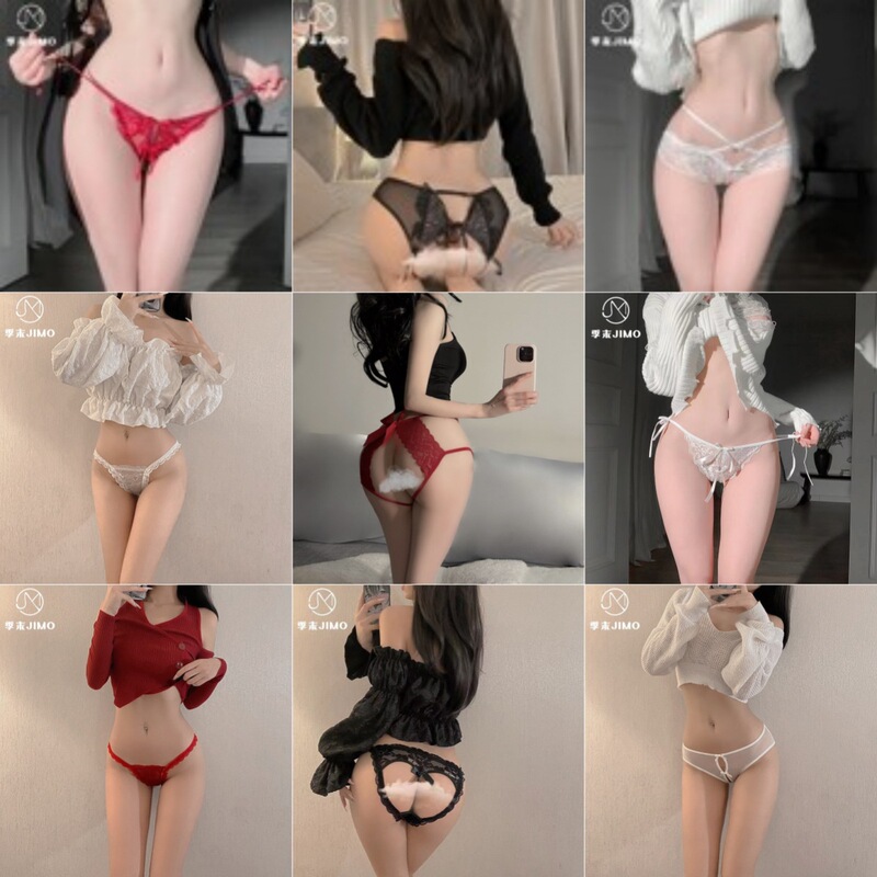 Sexy pure thong open file free lace sexy underwear drawstring chain underwear women's combination wholesale