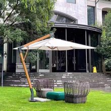 遮阳伞户外庭院伞米白色吊伞售楼部花园7字型外摆室外咖啡厅户外