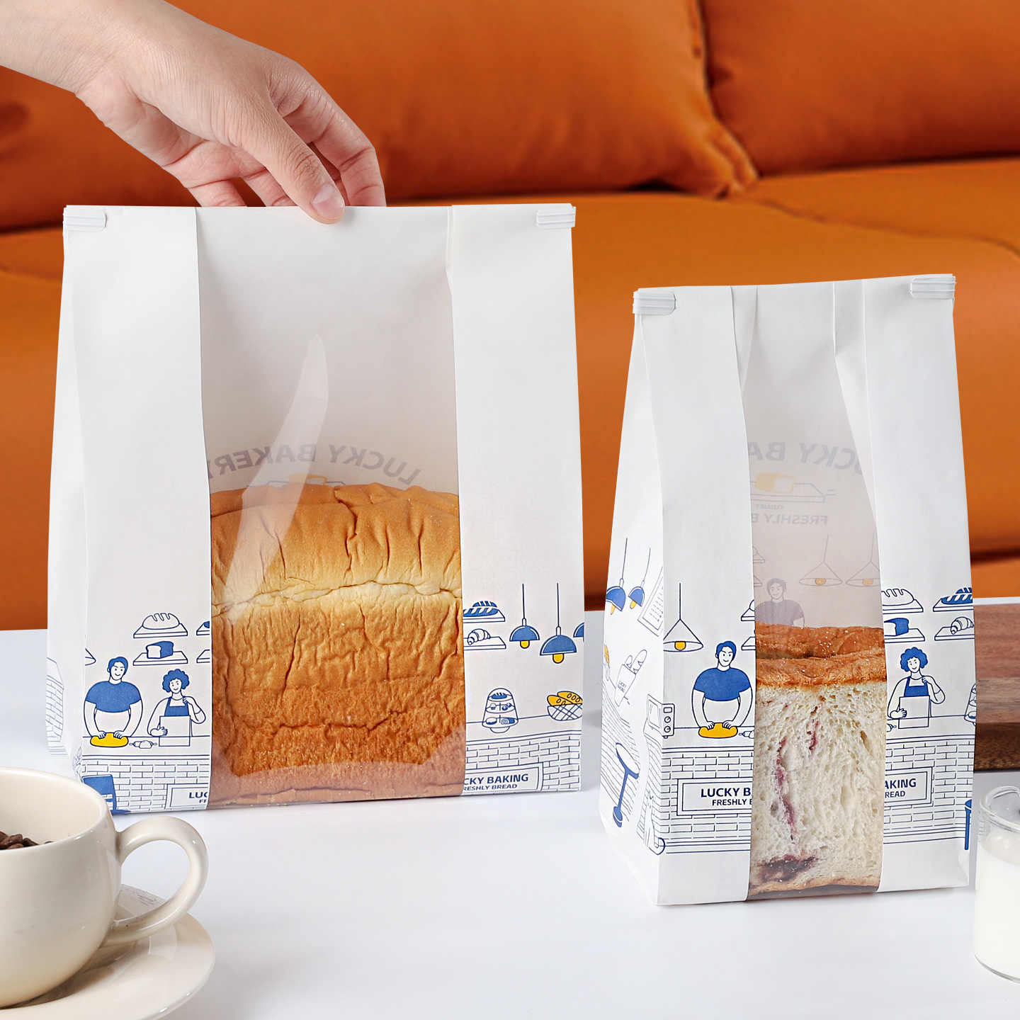 开窗透明面包袋碱水牛角包贝果包装袋一次性打包袋牛皮纸铁丝自封