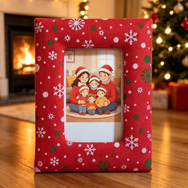 Factory direct sale plush photo frame Christmas MDF cross-border European and American fabric 6inch photo fabric-covered frame