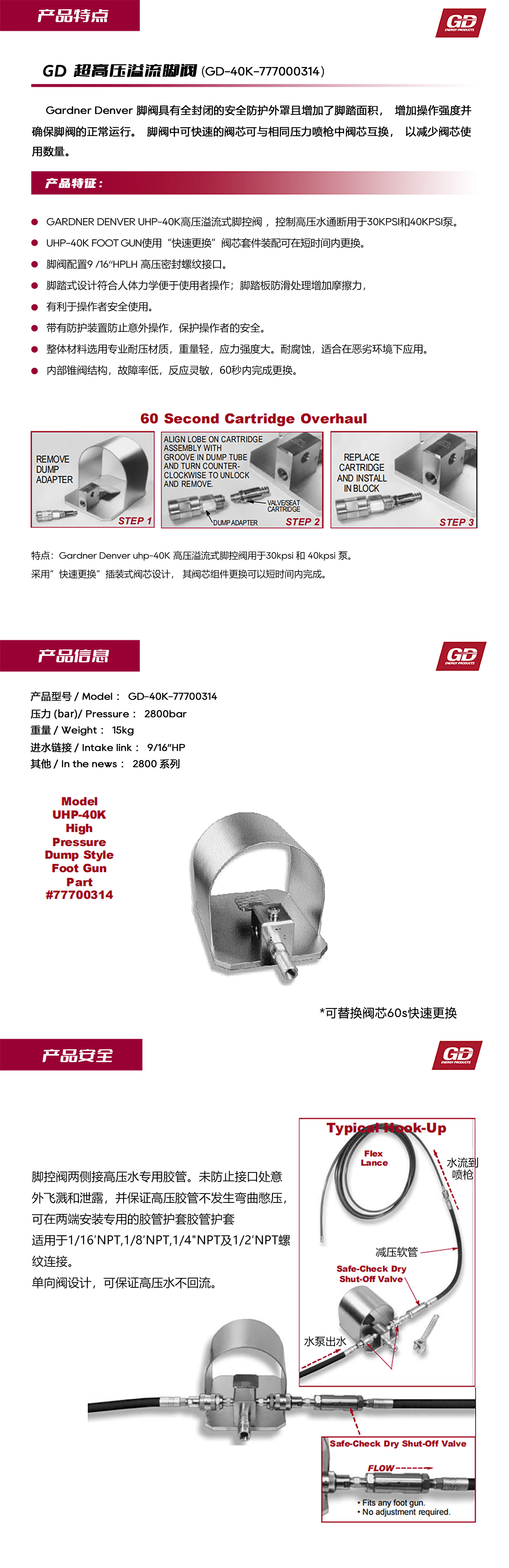 GD产品超高压溢流脚阀-2800bar