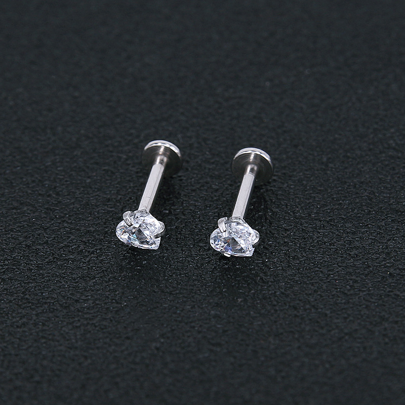 Geometric Stainless Steel Zircon Earrings Silver Twist Thin Stud Earrings for Men Women Fashion detail image 7