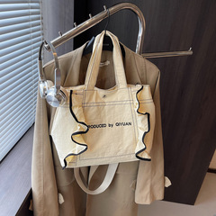 国境を越えた人気の2025プリーツフリルデザインキルティングレター刺繍トートバッグ日本のカレッジスタイル