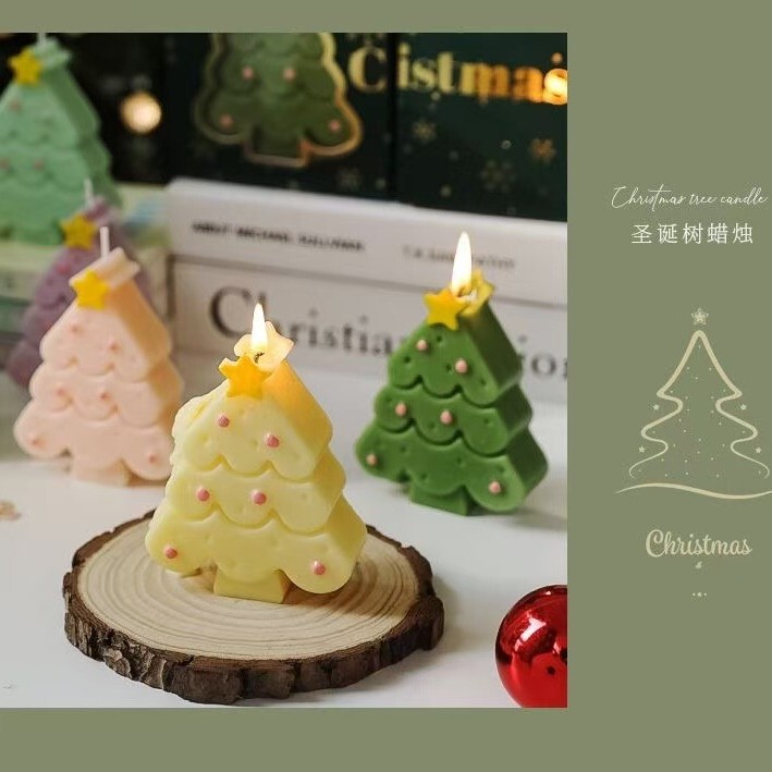 圣诞节香薰蜡烛伴手礼批发圣诞树造型香氛礼物candle礼盒香味蜡烛|undefined
